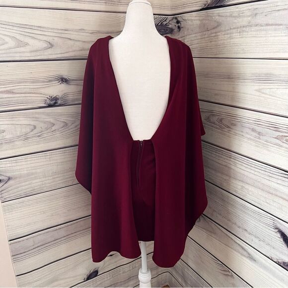 Lulus Burgundy Backless Mini Cape Dress - Picture 6 of 8